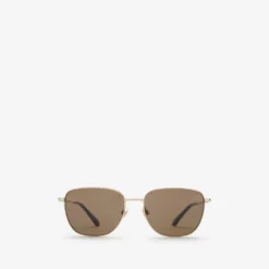 Metal Check Square Sunglasses