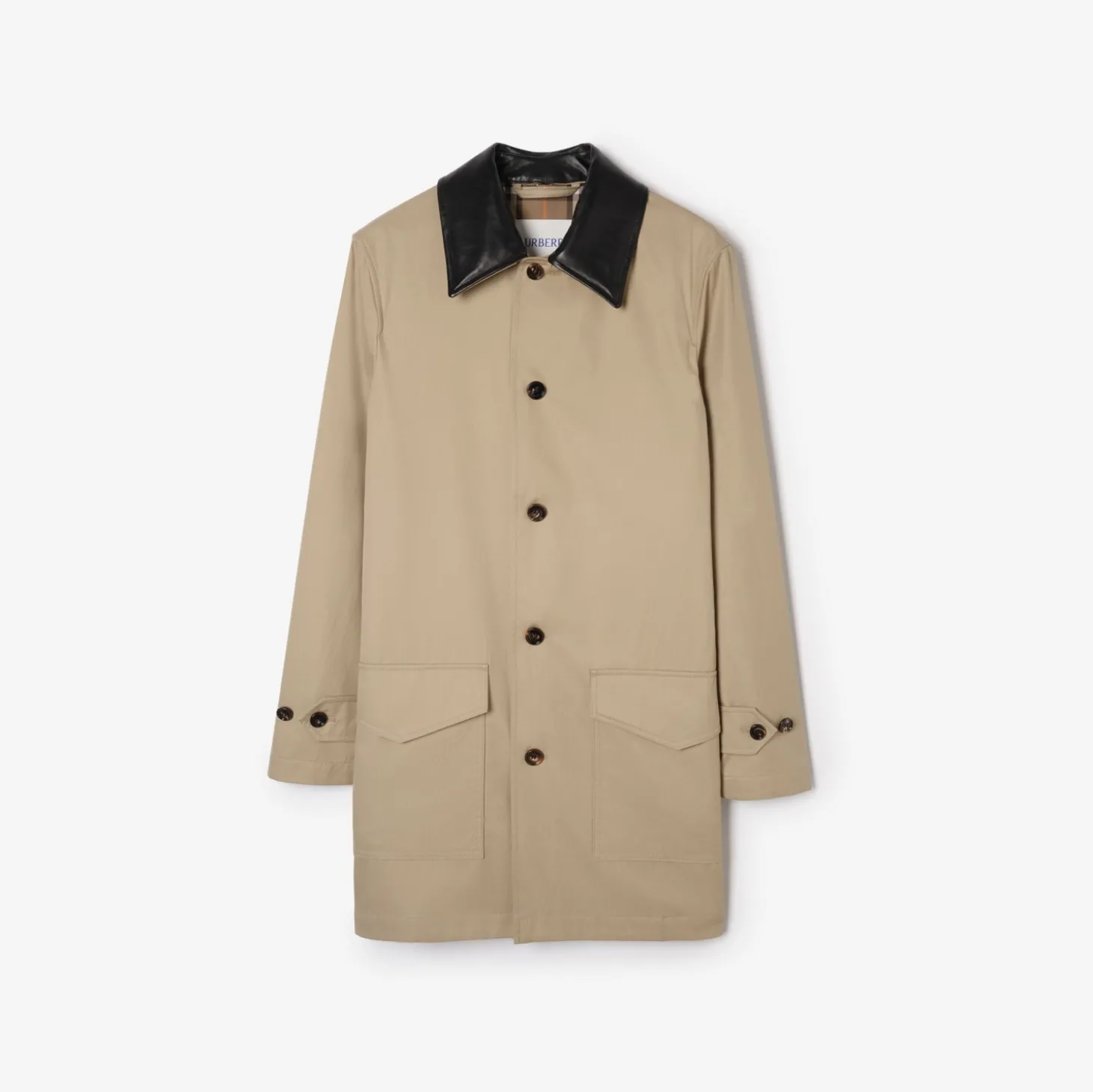 Mid-length Leather Collar Meadowbank Car Coat
