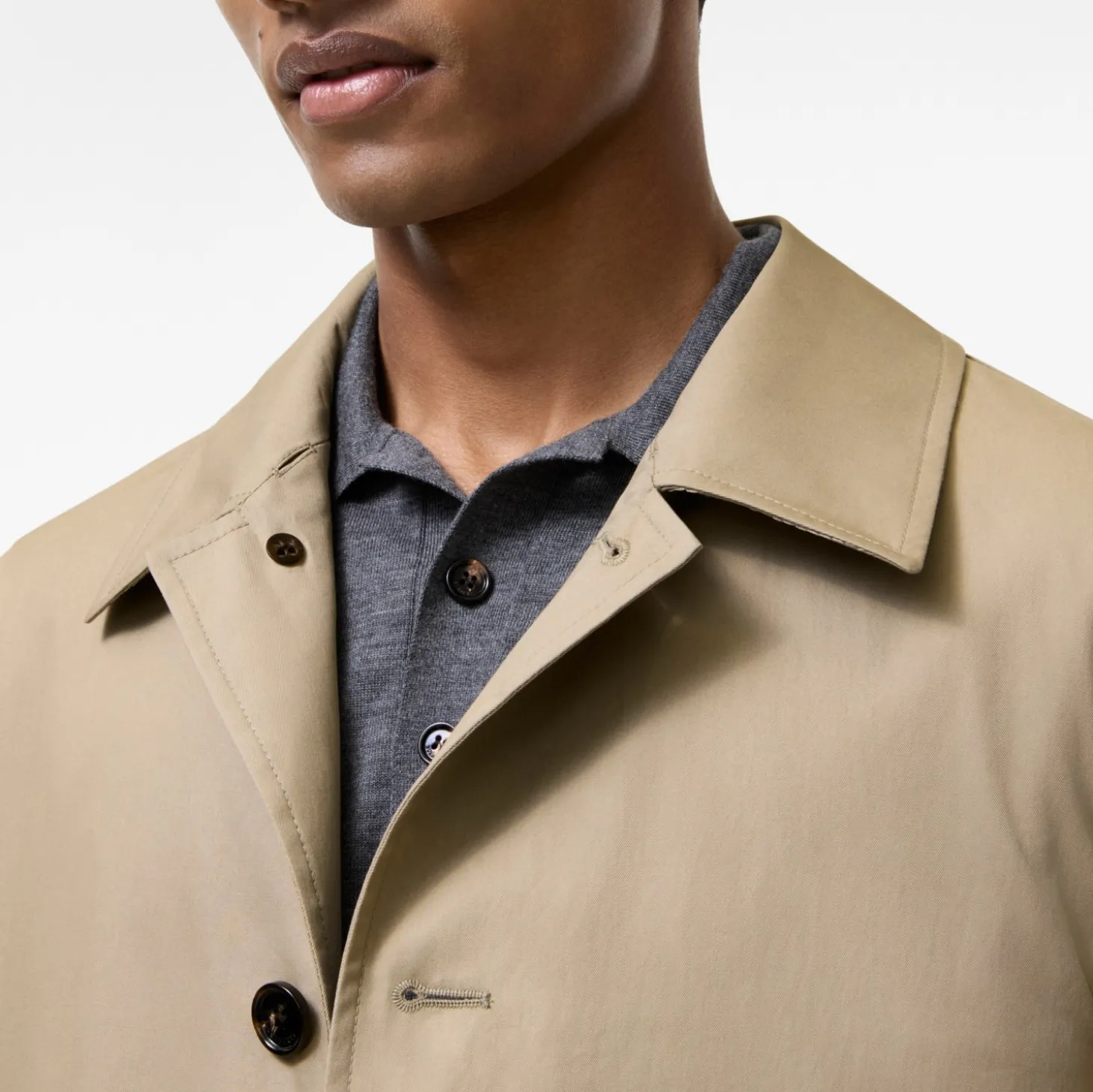 Mid-length Leather Collar Meadowbank Car Coat