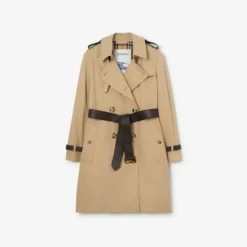 Mid-length Leather Trim Kensington Trench Coat