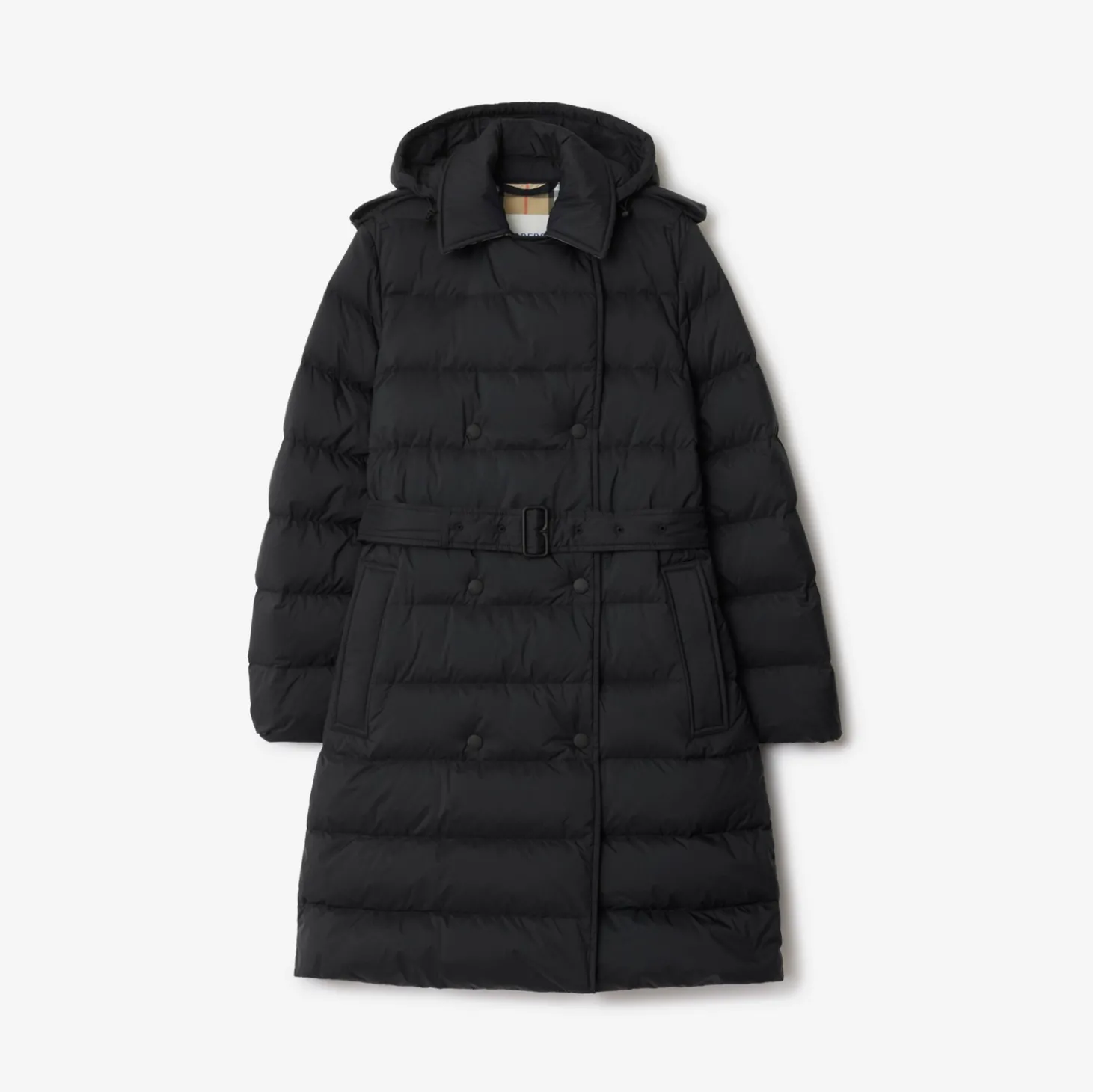 Mid-length Nylon Hooded Puffer Coat