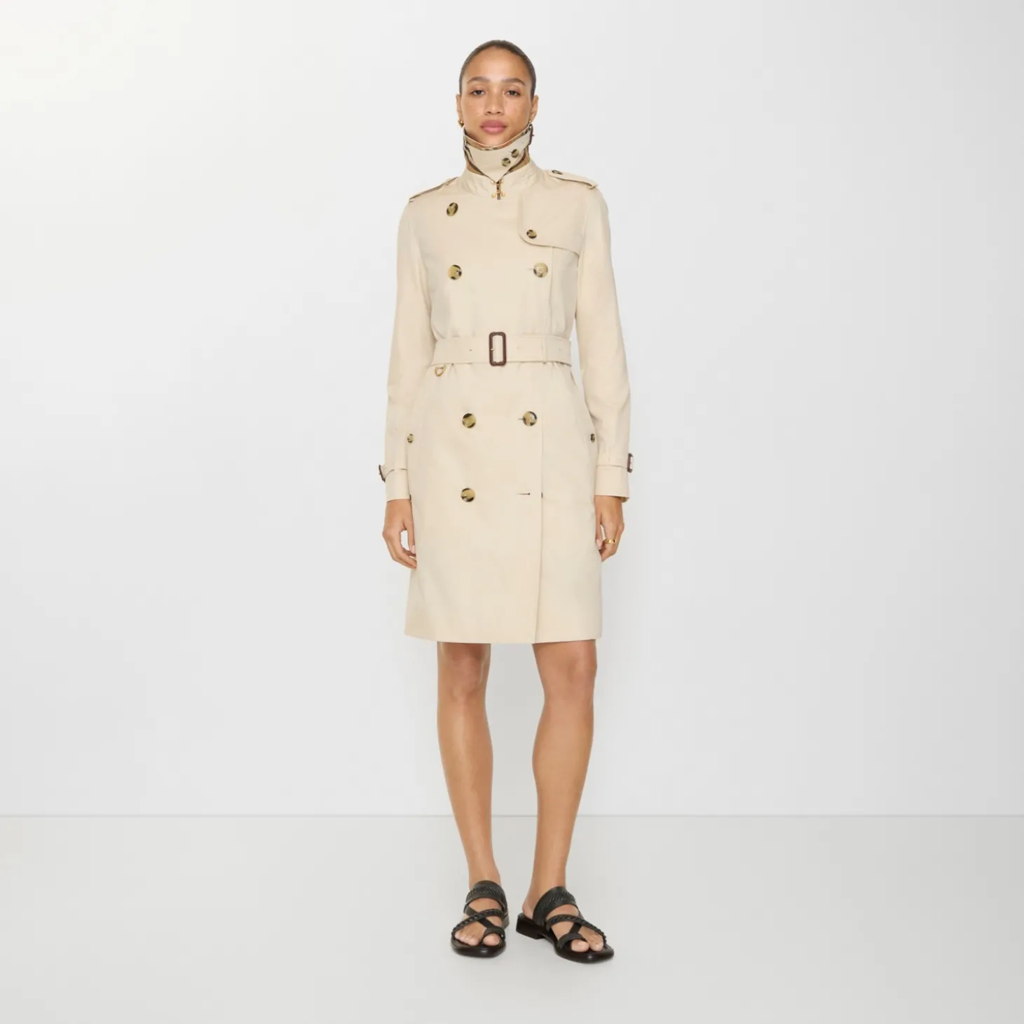 Mid-length Tropical Gabardine Kensington Trench Coat