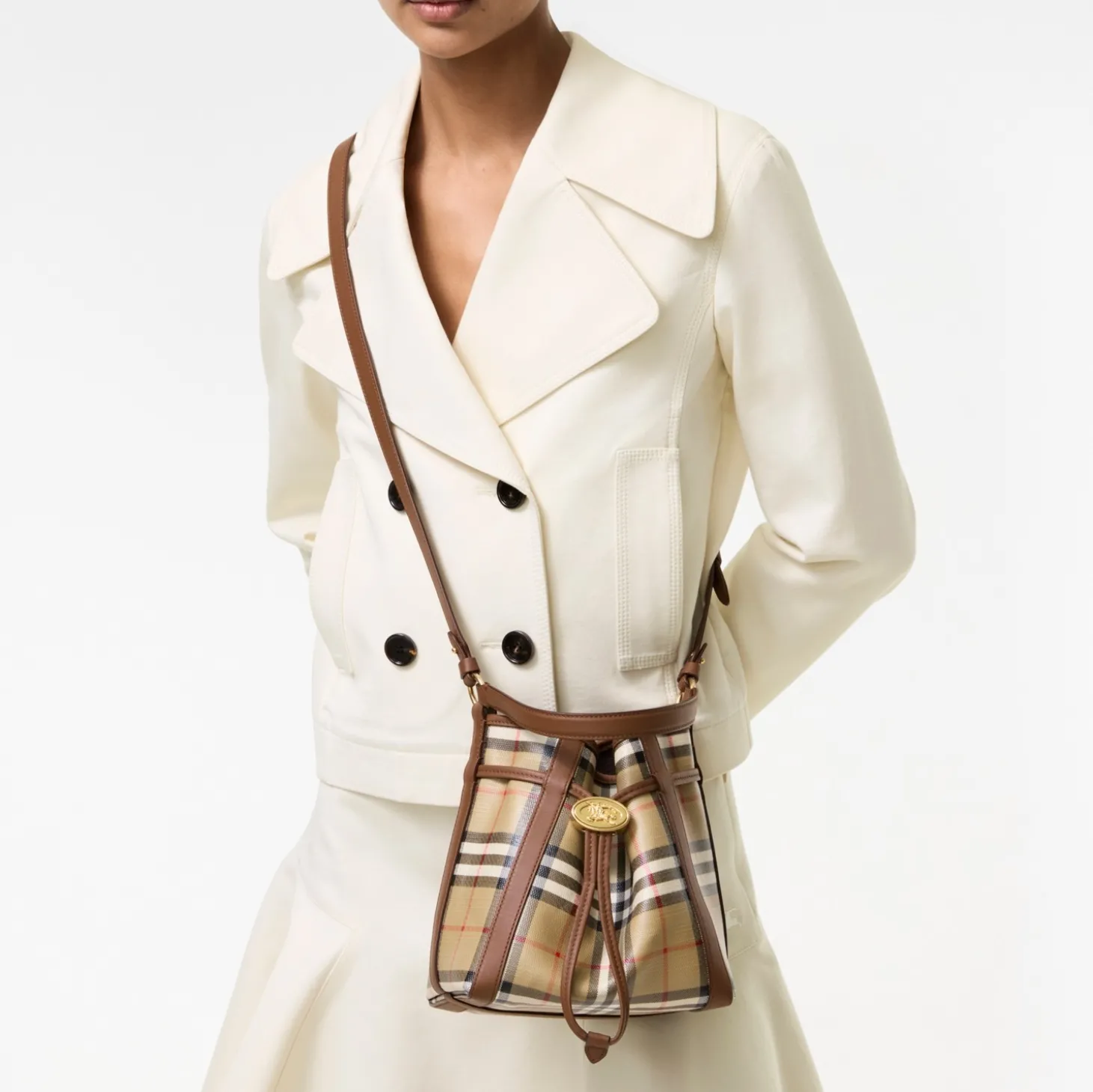 Mini Check Bucket Bag