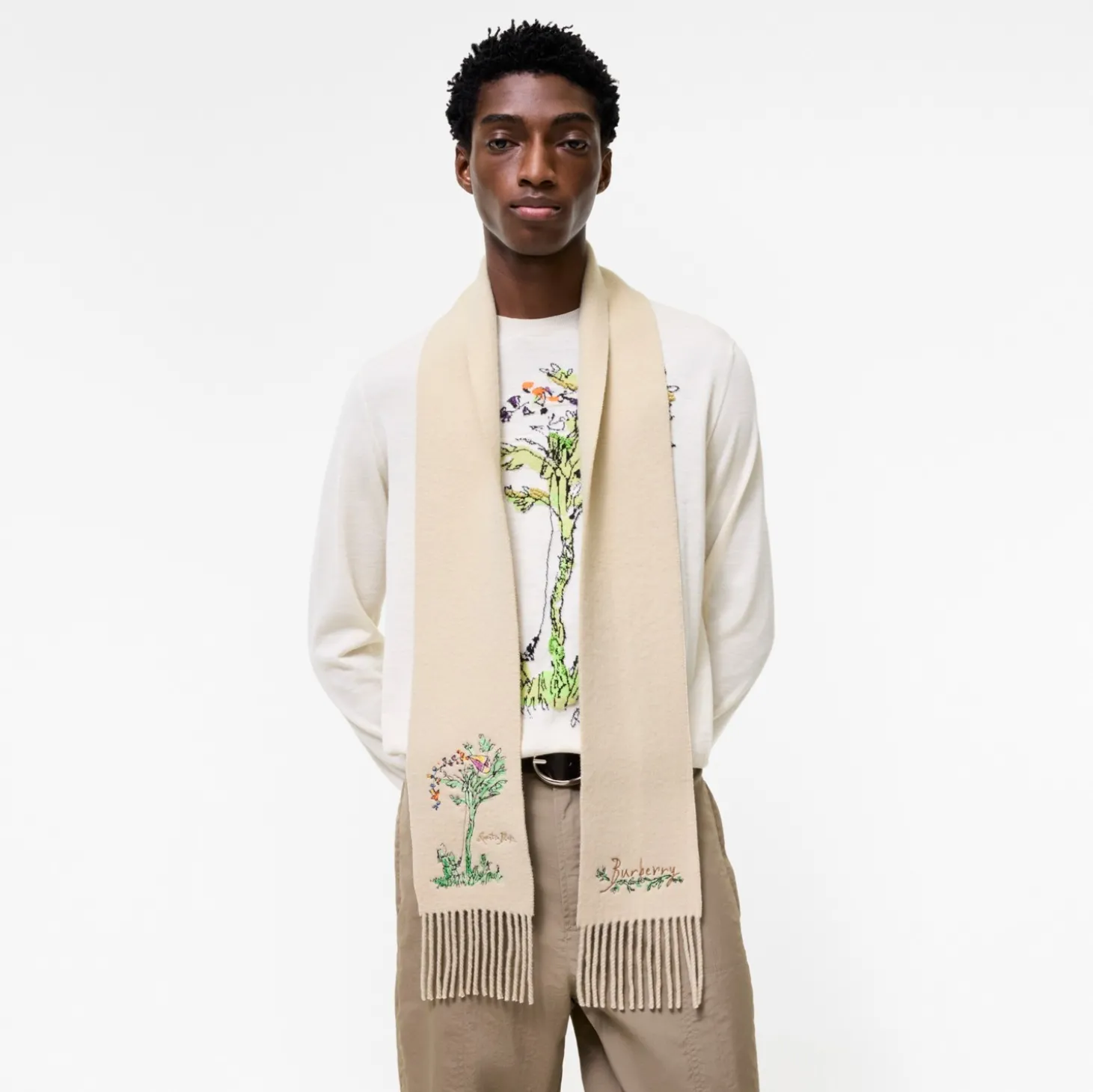 Narrow Brave Little Tree Cashmere Scarf