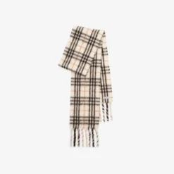 Narrow Check Alpaca Wool Blend Scarf