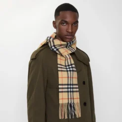 Narrow Check Cashmere Scarf
