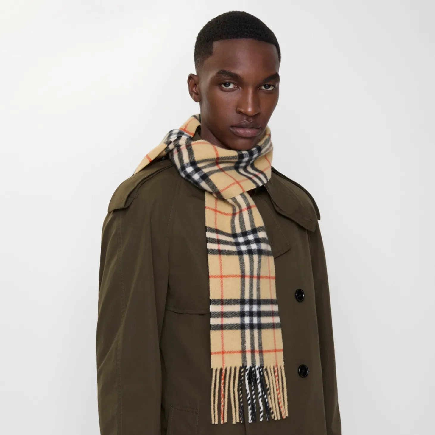 Narrow Check Cashmere Scarf
