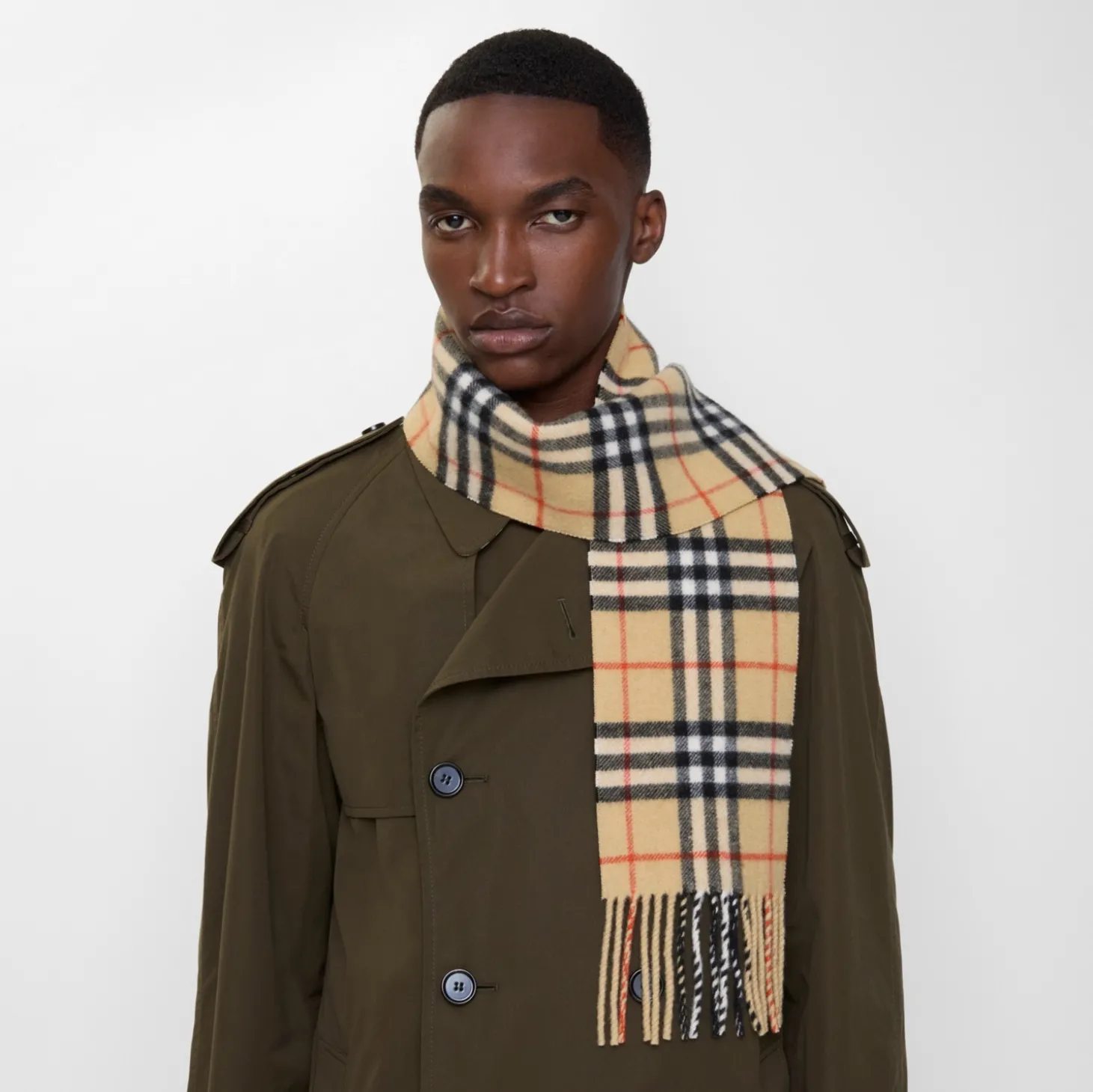 Narrow Check Cashmere Scarf