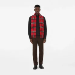 Narrow Check Cashmere Scarf
