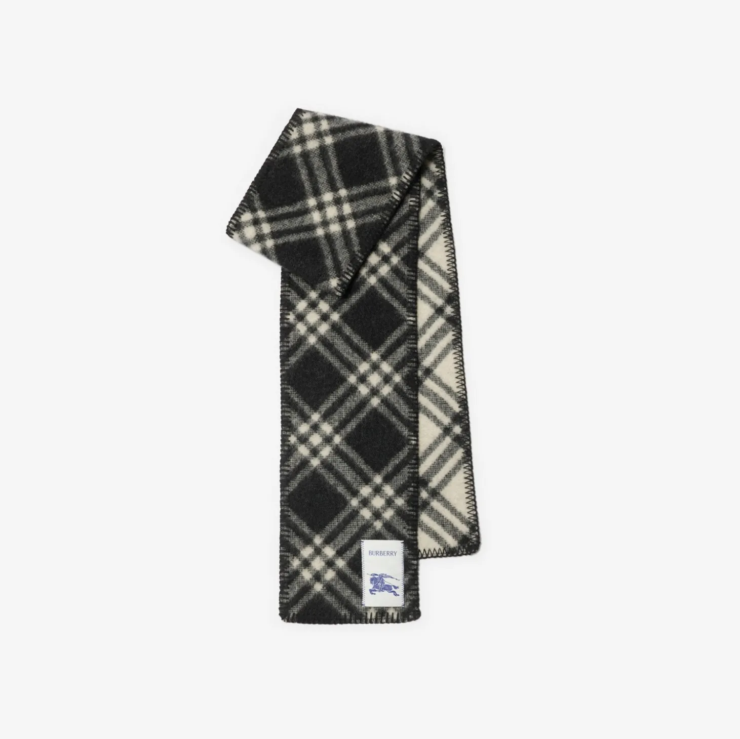 Narrow Check Wool Scarf