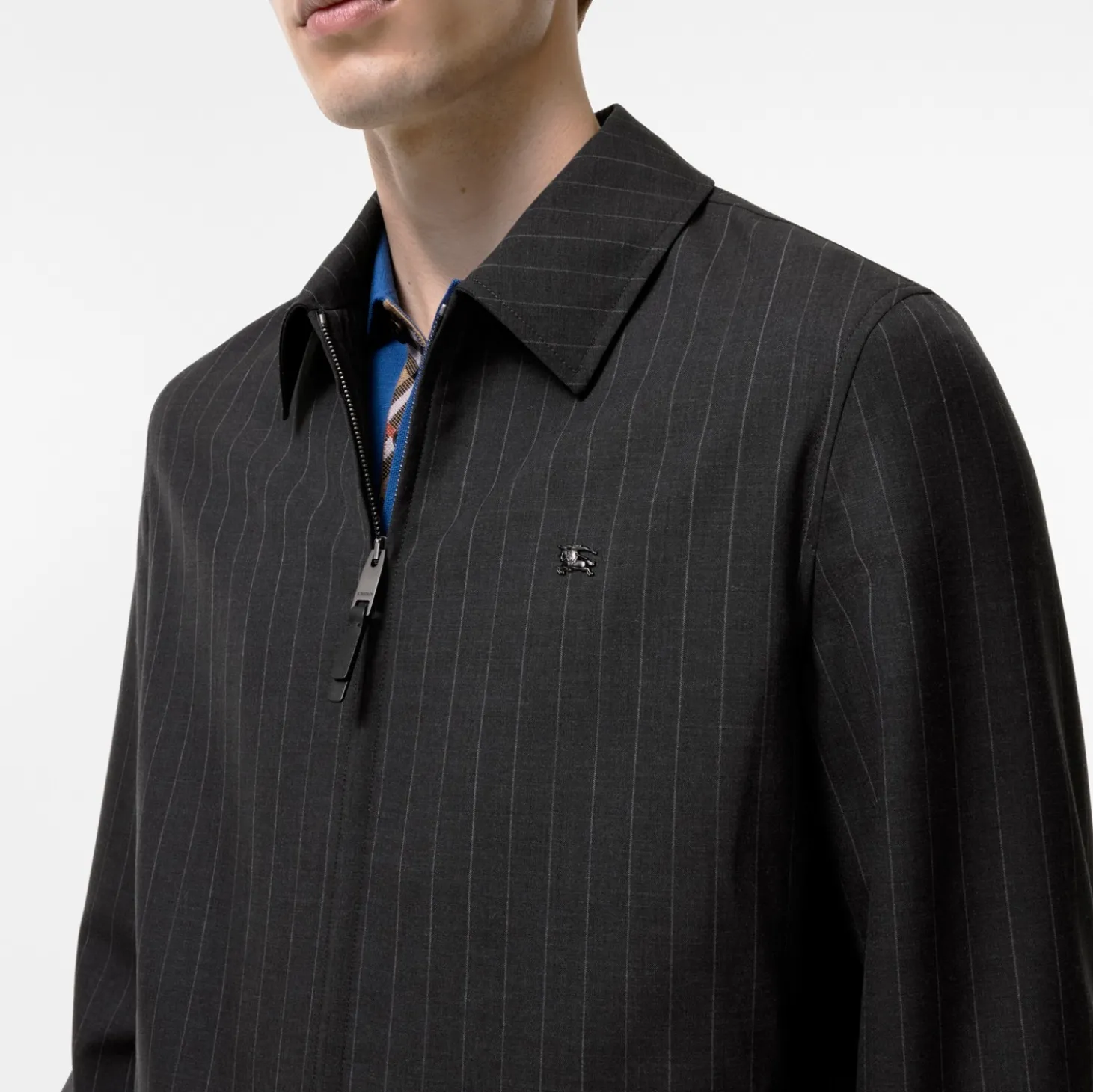 Pinstriped Wool Bloomsbury Harrington Jacket