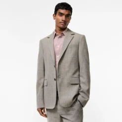 Pinstriped Wool Sloane Tailored Jacket