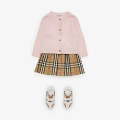 Pleated Check Cotton Skirt
