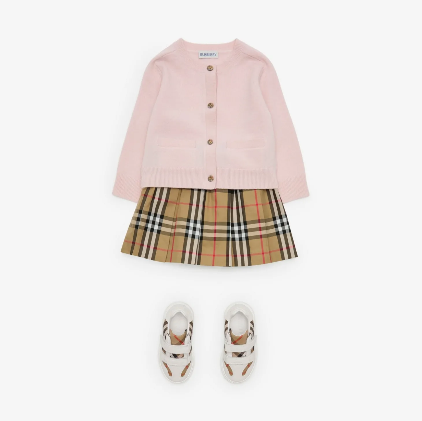 Pleated Check Cotton Skirt