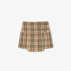 Pleated Check Wool Mini Kilt