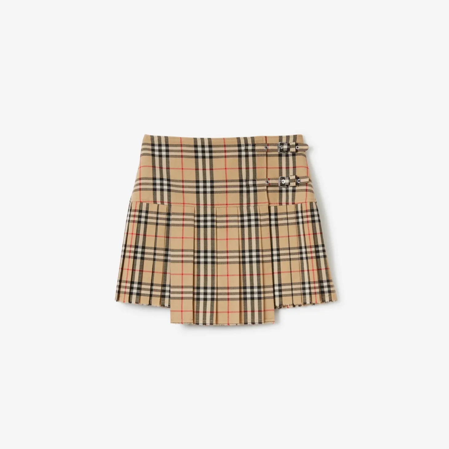 Pleated Check Wool Mini Kilt