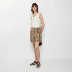 Pleated Check Wool Mini Kilt