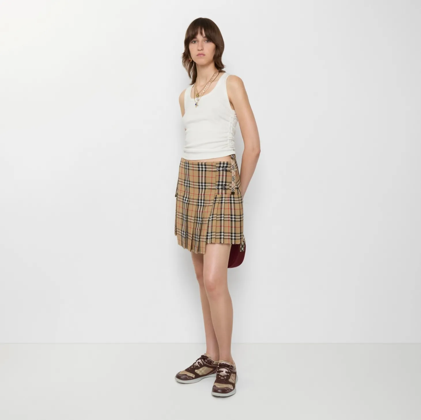 Pleated Check Wool Mini Kilt