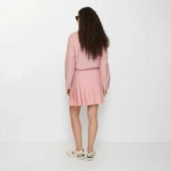 Pleated Stretch Nylon Mini Skirt