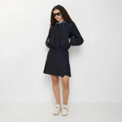 Pleated Stretch Nylon Mini Skirt