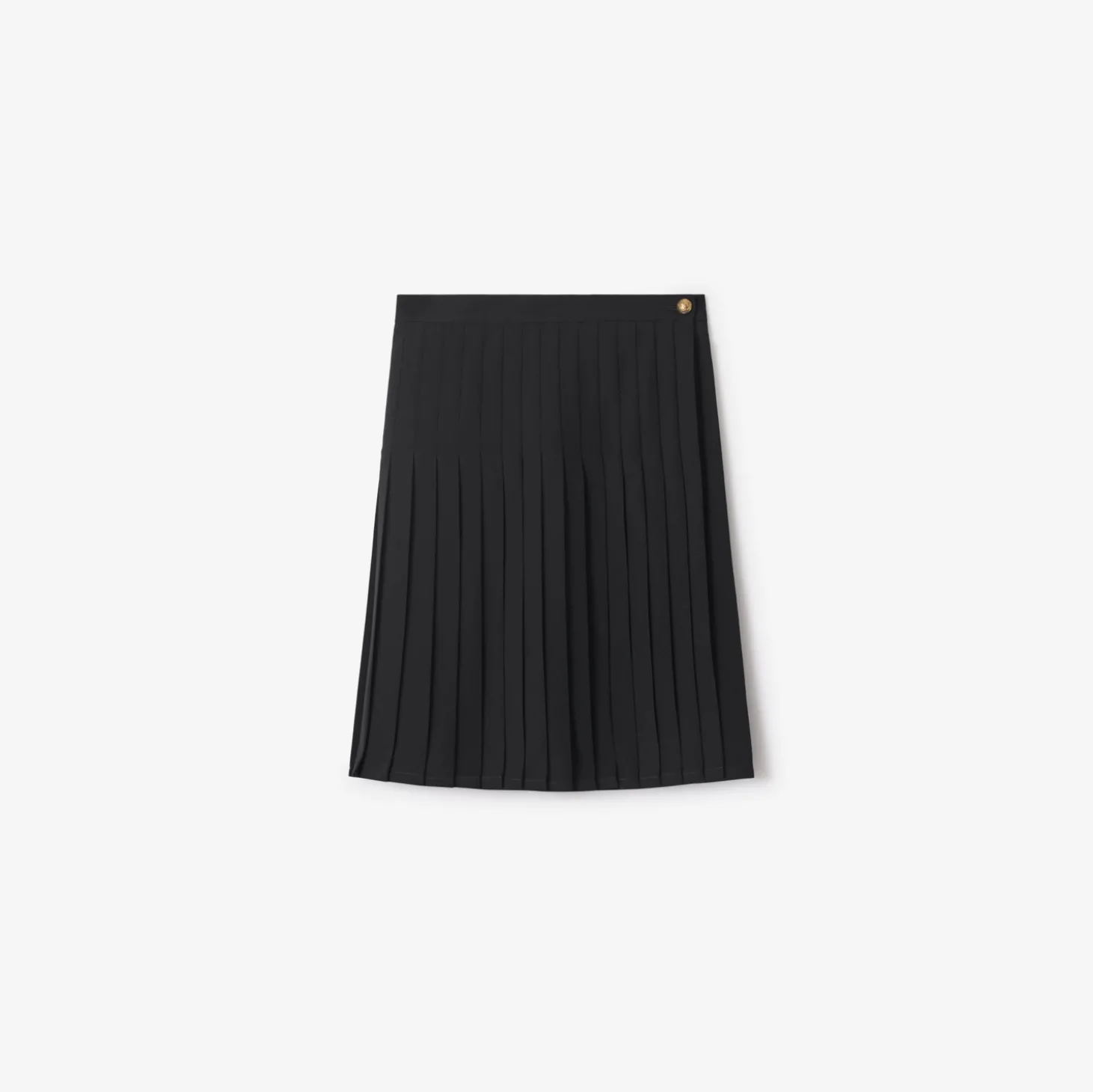 Pleated Wool Blend Midi Skirt