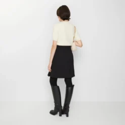 Pleated Wool Blend Midi Skirt