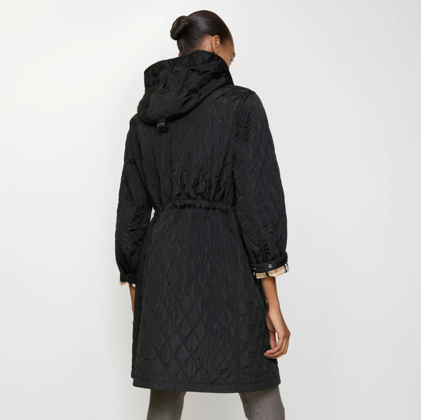 Quilted Nylon Hooded Coat