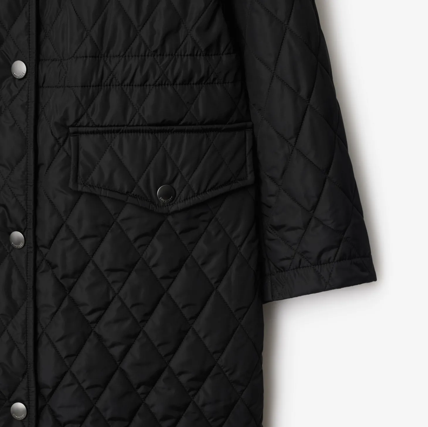 Quilted Nylon Hooded Coat