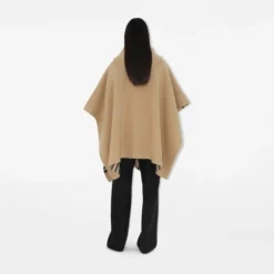 Reversible Check Cashmere Hooded Cape