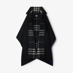 Reversible Check Cashmere Hooded Cape