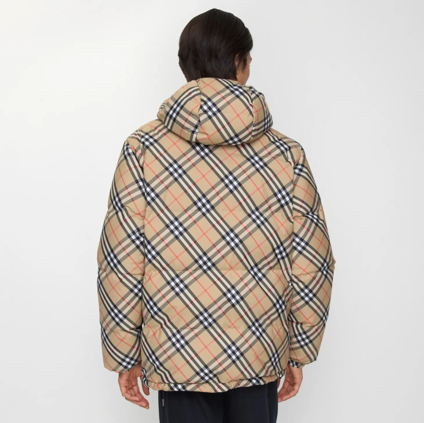 Reversible Check Hooded Puffer Jacket