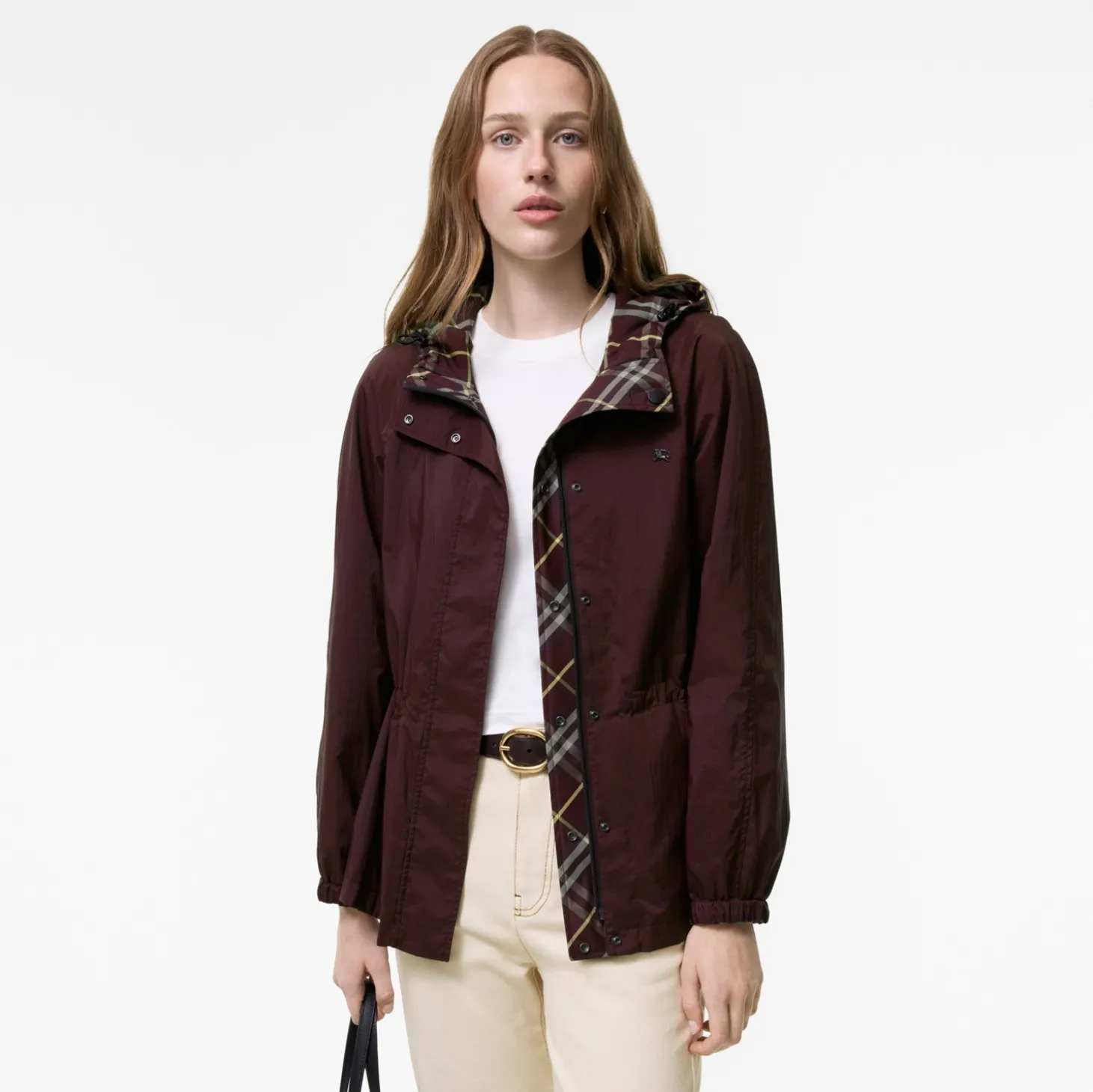 Reversible Check Nylon Hooded Jacket