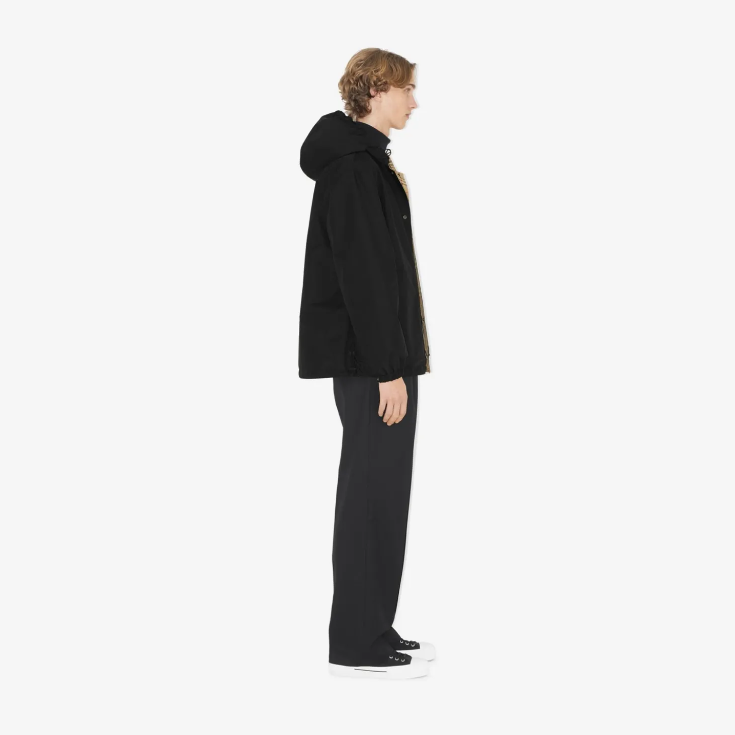 Reversible Check Nylon Hooded Jacket