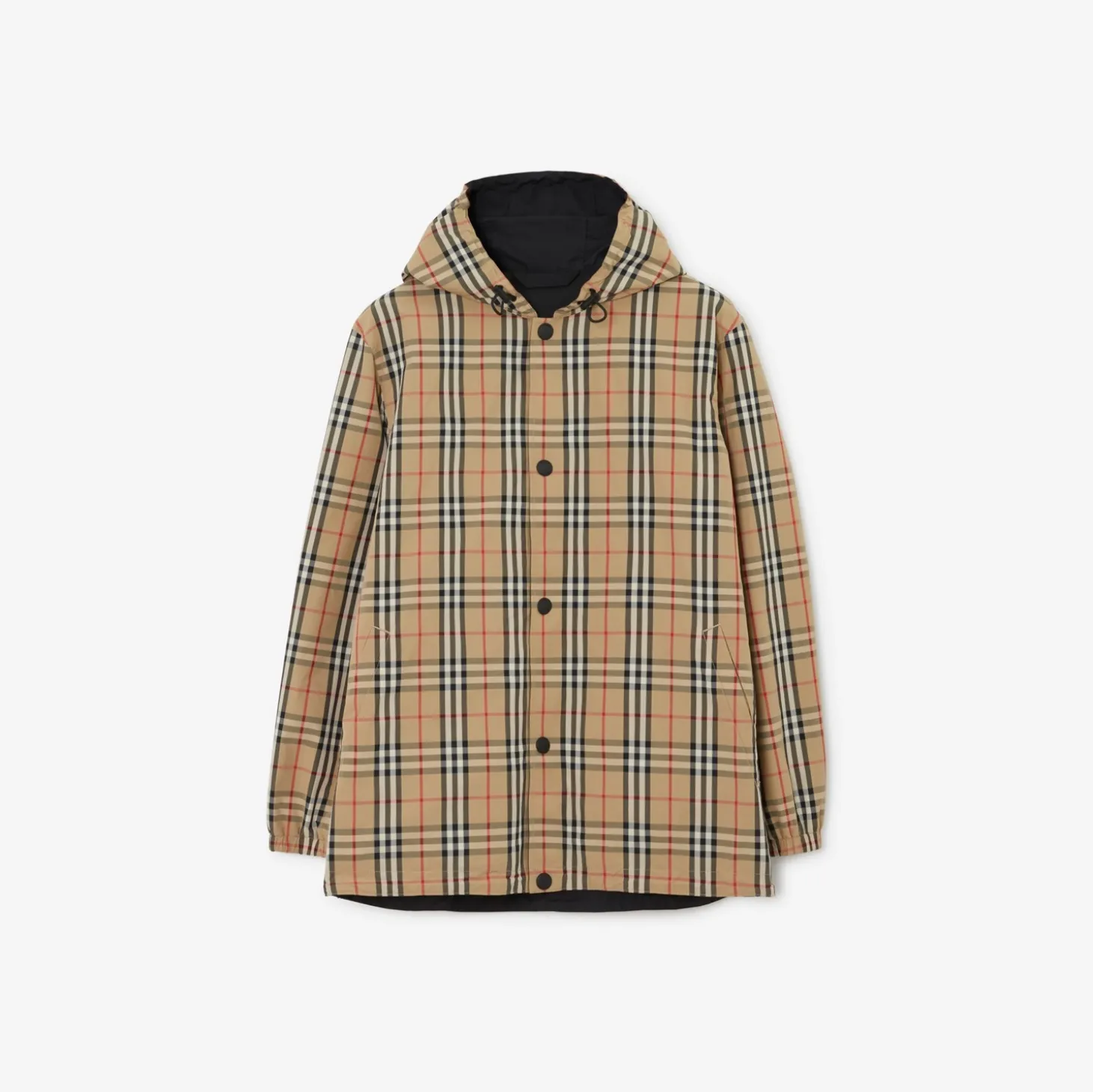 Reversible Check Nylon Hooded Jacket