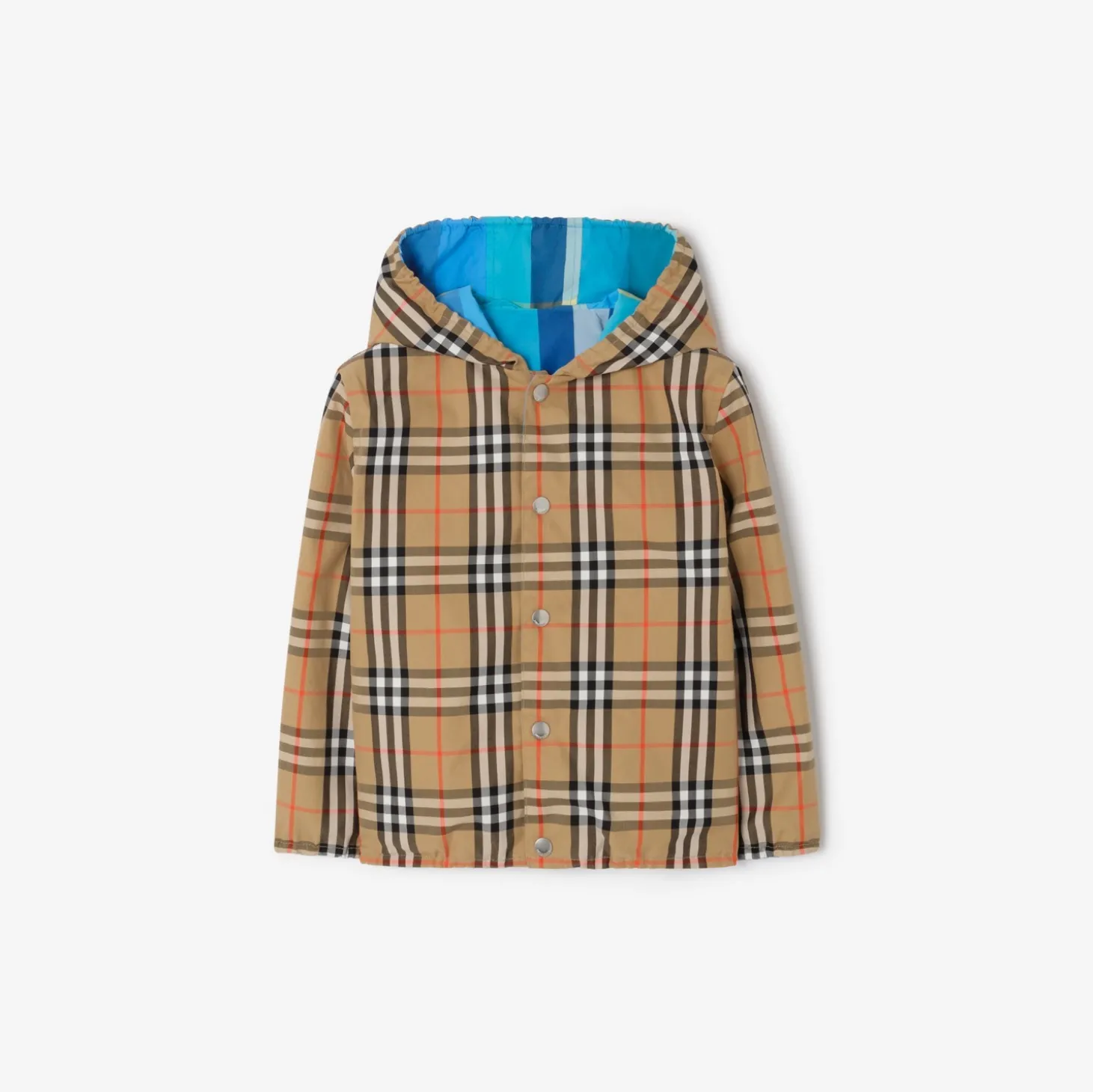 Reversible Check Nylon Hooded Jacket