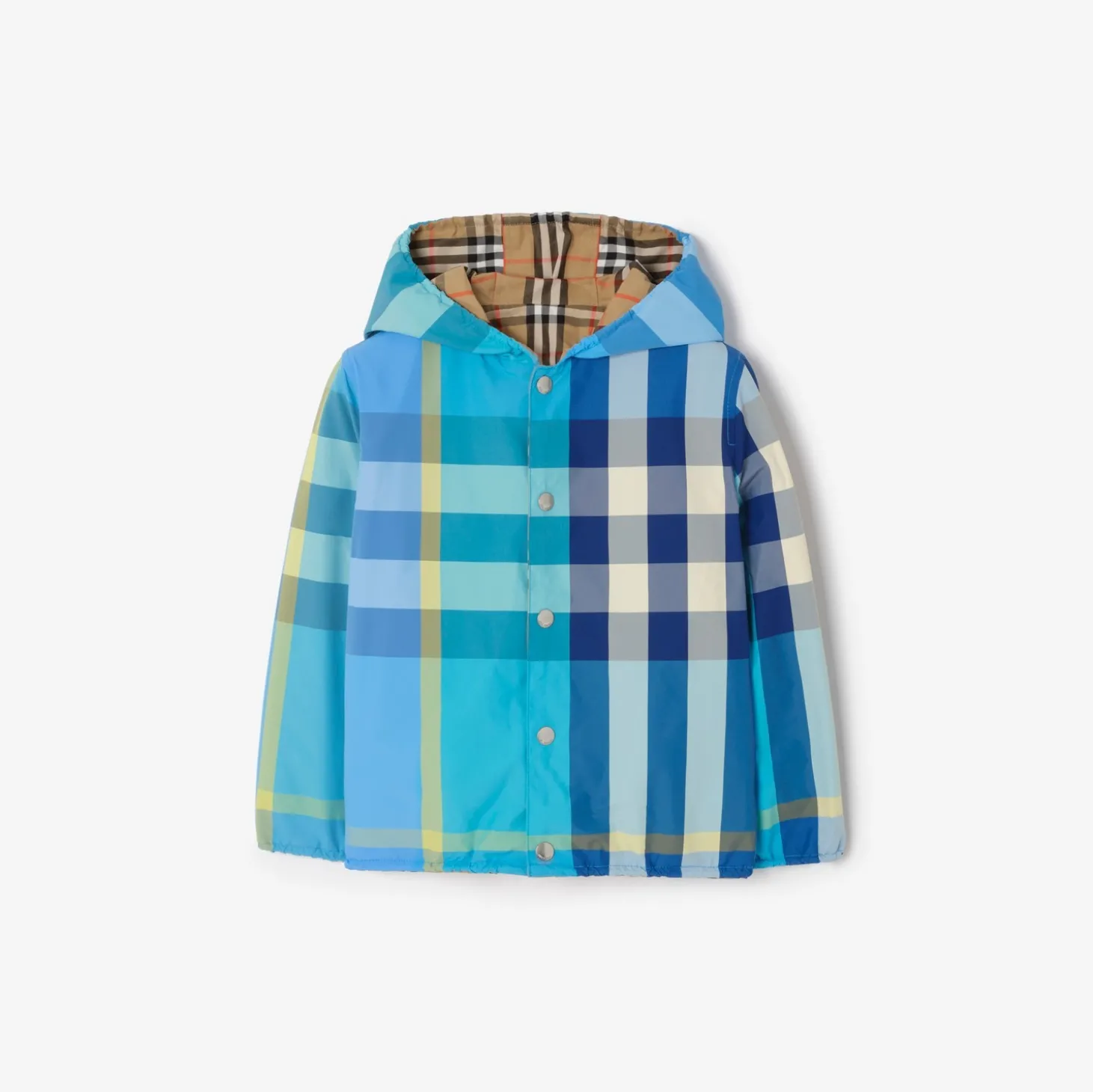 Reversible Check Nylon Hooded Jacket