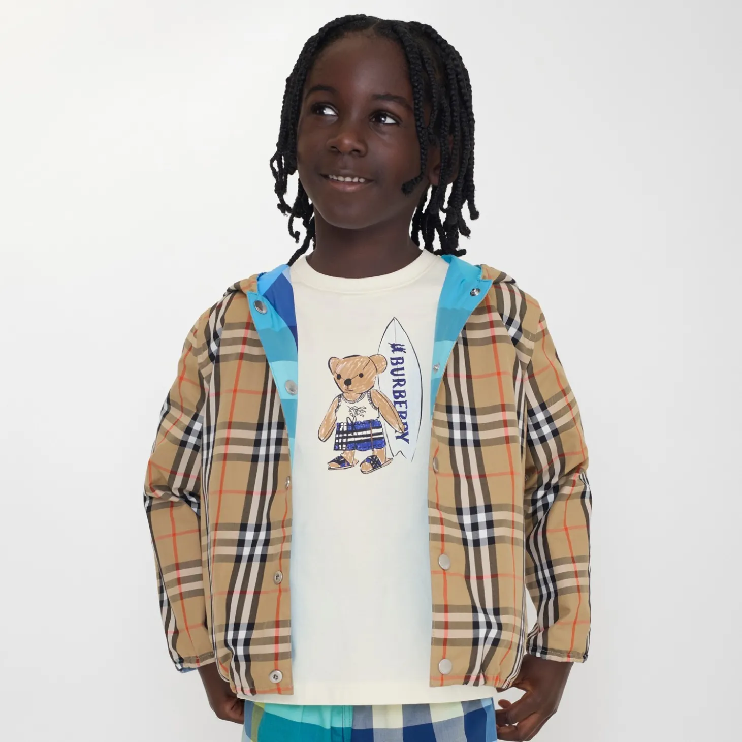 Reversible Check Nylon Hooded Jacket
