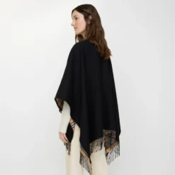 Reversible Check Wool Cape