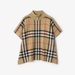 Reversible Check Wool Cape