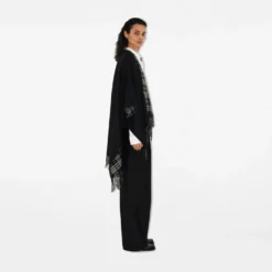 Reversible Check Wool Cape