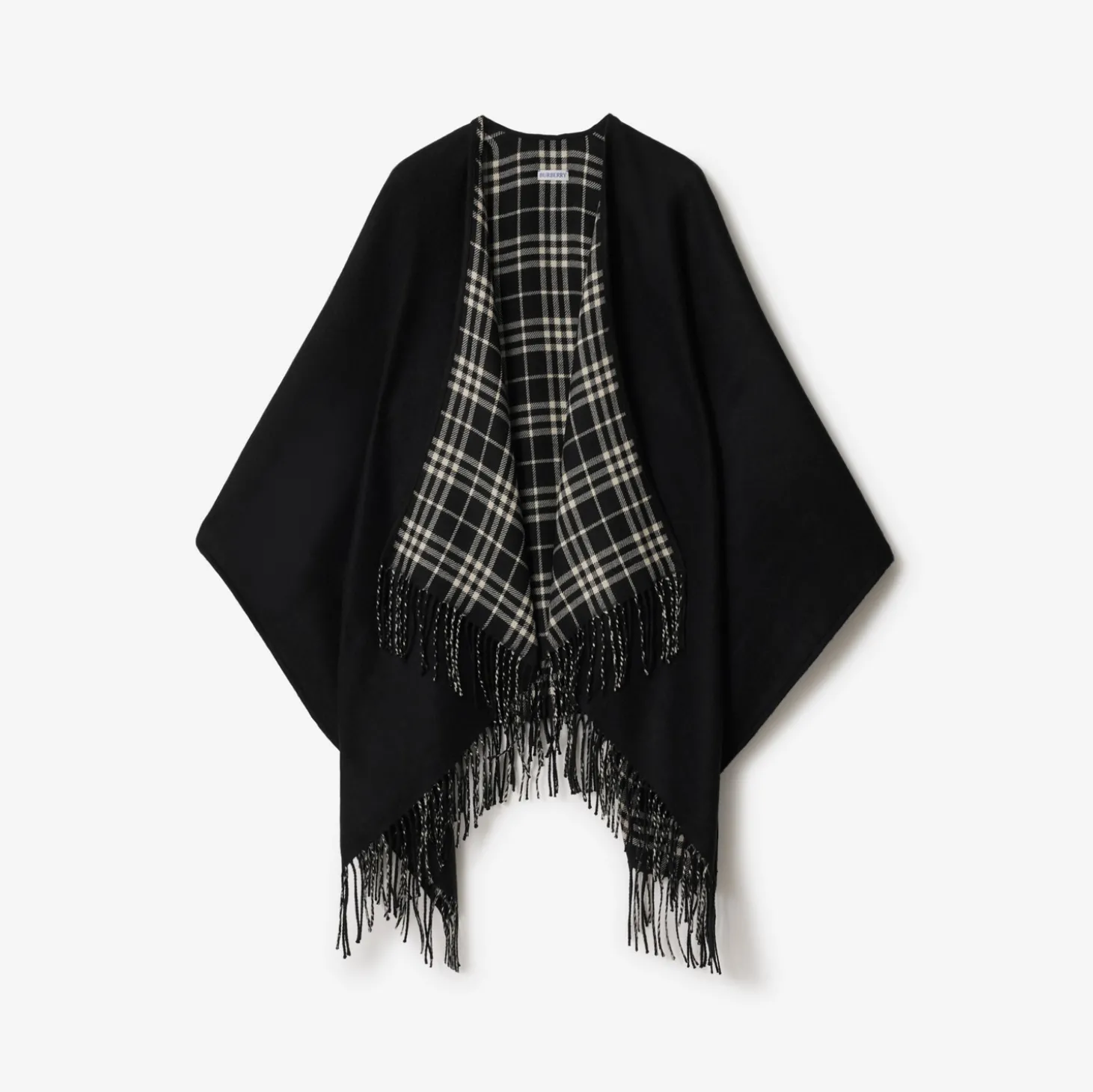 Reversible Check Wool Cape