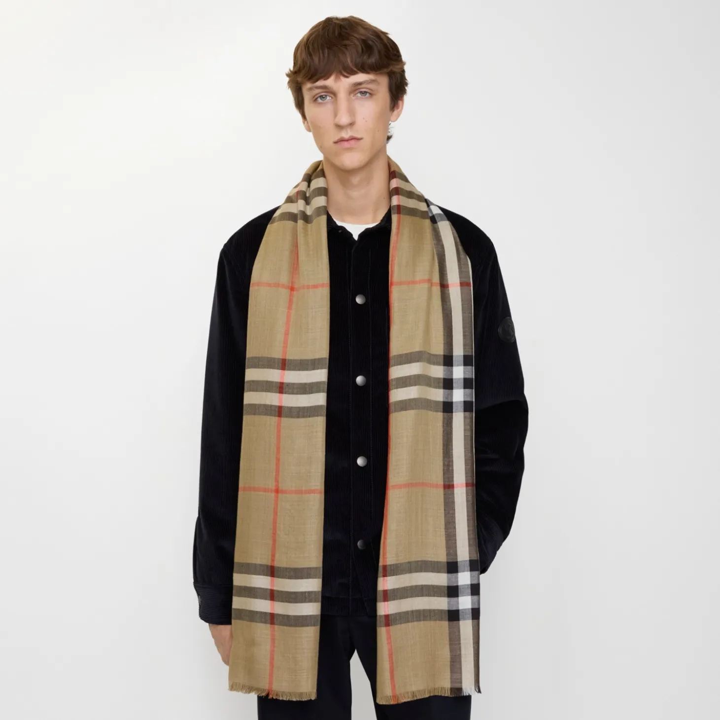 Reversible Check Wool Silk Scarf