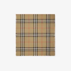 Reversible Check Wool Silk Scarf