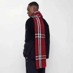 Reversible Check Wool Silk Scarf