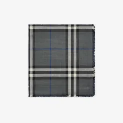 Reversible Check Wool Silk Scarf