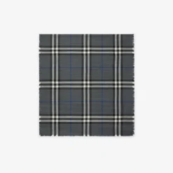 Reversible Check Wool Silk Scarf