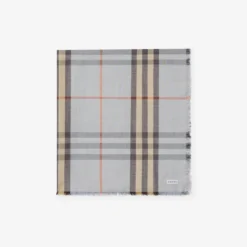 Reversible Check Wool Silk Scarf