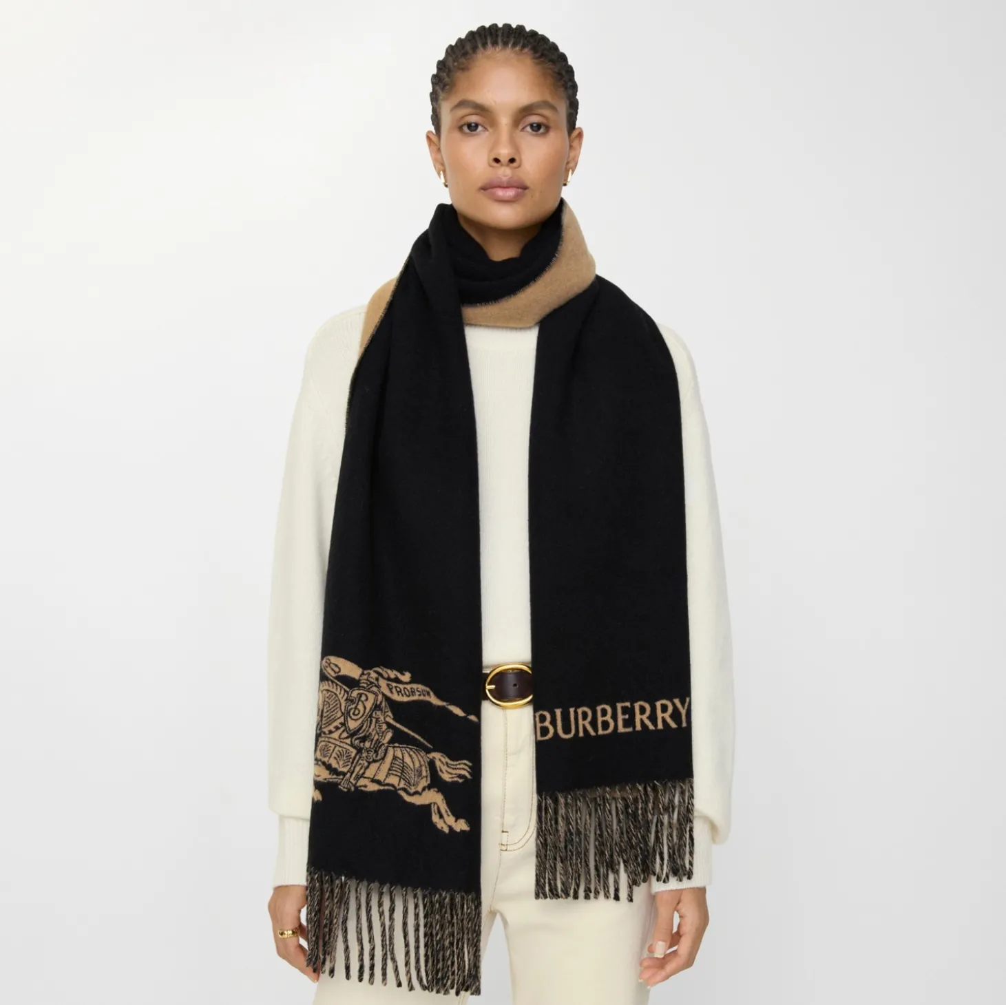 Reversible Knight Cashmere Scarf
