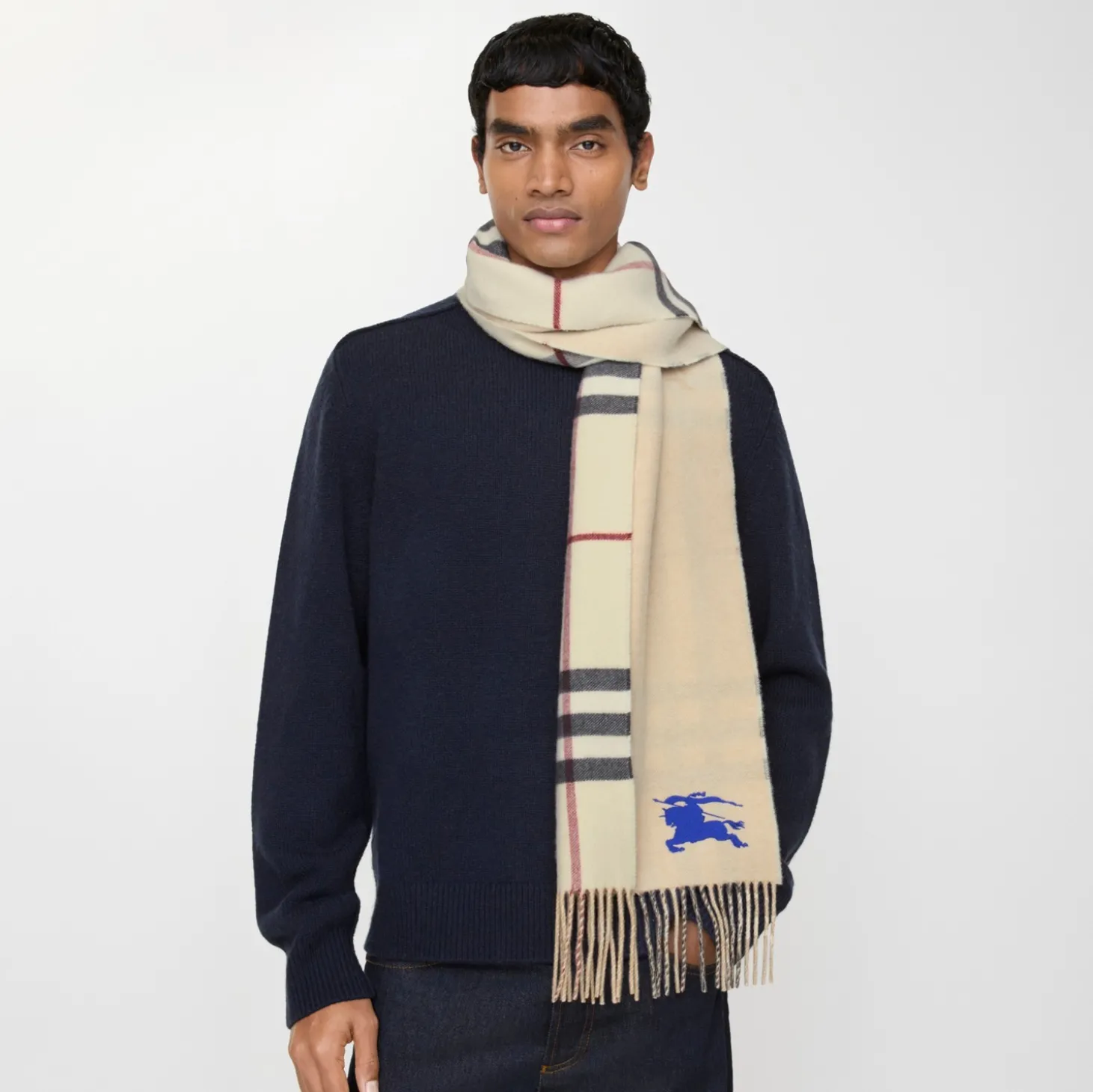 Reversible Knight Check Cashmere Scarf