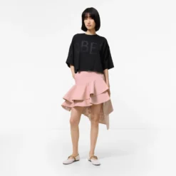 Ruffled Gabardine Trench Skirt
